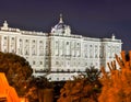 Royal Palace of Madrid at night, Spain Royalty Free Stock Photo