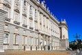 Side view of Royal Palace in Spanish capital of Madrid