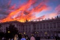 Royal Palace in Plaza de Oriente in the evning, Madrid Spain Royalty Free Stock Photo