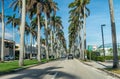 Royal Palm Way in Palm Beach Island, Florida. Street view on a beautiful spring sunny day