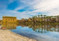 Royal Park in Fez with lake and palms, Morocco