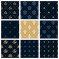 Royal patterns or victorian christmas background set