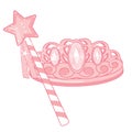 Royal pink crown and magic wand