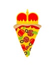 Royal pizza with crown sign. Vector illustration