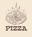 Royal Pizza sketch ,vector eat illustration art