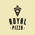 Royal pizza vector minimalism style logo, icon, emblem, sign.