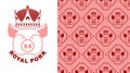 Royal Pork logo. Pig in crown. Logo for production of meat.