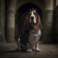 Royal Portrait of a Bassett Hound Dressed Like a King