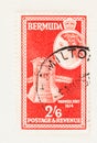 Royal Portrait and Warwick Fort on 1953 Bermuda Stamp