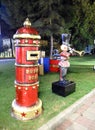 Royal postbox and a soldier with a trumpet at Christmas Royalty Free Stock Photo