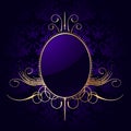 Royal purple background with golden frame. Vector Royalty Free Stock Photo