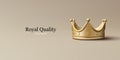 Royal quality banner, 3D realistic render Crown Icon in trendy cartoon but realistic style