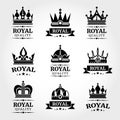 Royal quality vector crowns logo templates set in black