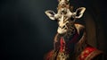 Royal Renaissance Giraffe With Sentient Biped Troglodite