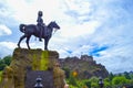 The Royal Scots Greys Monument in Princes Street with Princes St