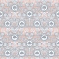 Royal seamless pattern with floral ornament, spades and crowns