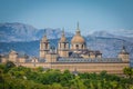 The Royal Seat of San Lorenzo de El Escorial, historical residence of the King of Spain, about 45 kilometres northwest Madrid, in Royalty Free Stock Photo