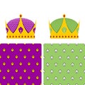 Royal Set: seamless pattern for mantle and a Golden Crown for Ki Royalty Free Stock Photo