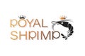 Royal shrimp, crown. Vector emblem. Symbol and inscription. Logo design