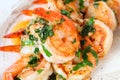 Royal shrimp with garlic and herbs. King prawns