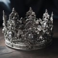 Silver crown with jewels ai generated Royalty Free Stock Photo