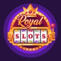 Royal slots golden slot machine. Casino flat illustration