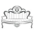 Royal Sofa in Rococo style with damask ornaments