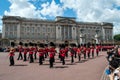 Royal soldiers during a morning changing of guard in central London, Buckingham palace