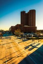 The Royal Sonesta and Light Street in the Inner Harbor of Baltimore, Maryland.