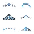 Royal Stars emblems elements set. Heraldic Coat of Arms decorative logos isolated vector illustrations collection. Royalty Free Stock Photo