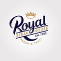 Royal steak house logo. Butchery or restaurant logo. Calligraphic composition with crown.