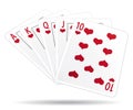 Royal straight flush playing cards. Royalty Free Stock Photo