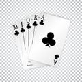 A royal straight flush playing cards poker hand in clubs Royalty Free Stock Photo