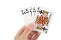 A royal straight flush playing cards poker hand in Royalty Free Stock Photo