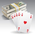 A royal straight flush playing cards Royalty Free Stock Photo