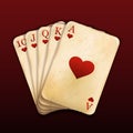 A royal straight flush playing cards poker hand Royalty Free Stock Photo