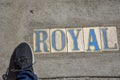 Royal street sign on the floor in New Orleans (USA Royalty Free Stock Photo