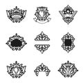 Royal symbols, Flowers, floral and crowns, emblems set. Heraldic Royalty Free Stock Photo