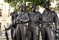 Tank regiment War memorial statue with five soldiers , London, UK.