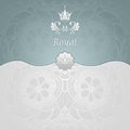 Royal template background with crown Zen-tangle pattern in silver blue