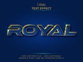 Royal text effect style. Editable text font effect. Blue gold gradient Royalty Free Stock Photo