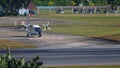 Royal Thai Navy small transport aircaft taxiing from hangar