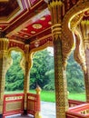 The Royal Thai styled pavilion, built for the relationship between Thailand and Switzerland, in the beautiful Denantou park Royalty Free Stock Photo