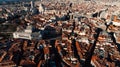 Royal Theatre building Teatro Real in Madrid.Major opera house located in Plaza de Isabel II. Aerial cityscape of Madrid Royalty Free Stock Photo