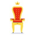 royal throne of gold and red velvet on a white background. Royalty Free Stock Photo