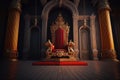 Royal Throne Room in red and gold color - Ai Generative Royalty Free Stock Photo