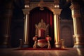 Royal Throne Room in red and gold color - Ai Generative Royalty Free Stock Photo