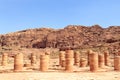 Royal Tombs panorama and Great temple columns in ancient city of Petra, Jordan