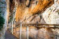 Royal Trail also known as El Caminito Del Rey - mountain path along steep cliffs in gorge