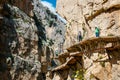 Royal Trail also known as El Caminito Del Rey - mountain path along steep cliffs in gorge